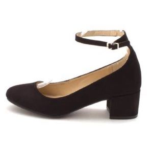 Chinese Laundry Suede Closed Toe Ankle Strap Pumps